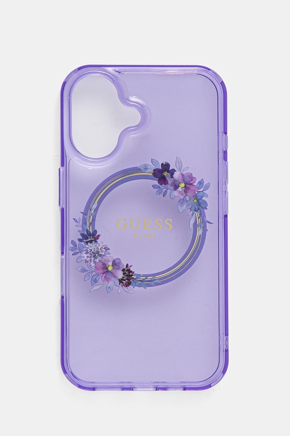 Obal na telefon Guess iPhone 16 6.1 na mobil fialová GUHMP16SHFWFCU
