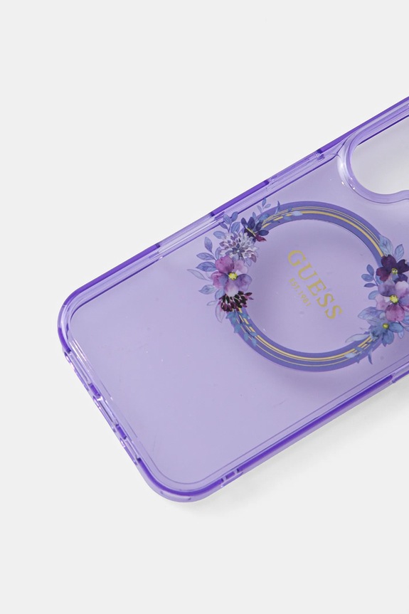Obal na telefon Guess iPhone 16 6.1 GUHMP16SHFWFCU fialová AA00