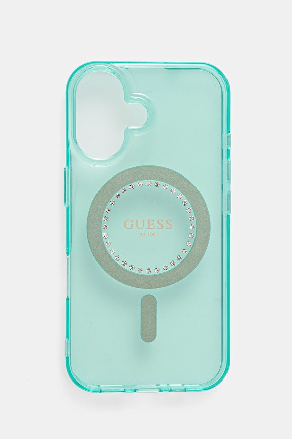 Puzdro na mobil Guess iPhone 16 6.1 na mobil tyrkysová GUHMP16SPFTDTEN