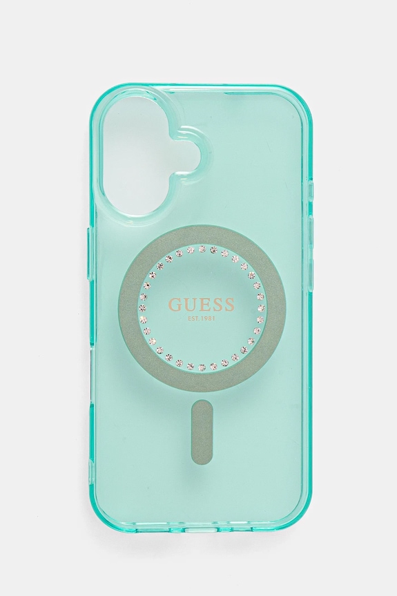 Puzdro na mobil Guess iPhone 16 6.1 na mobil tyrkysová GUHMP16SPFTDTEN