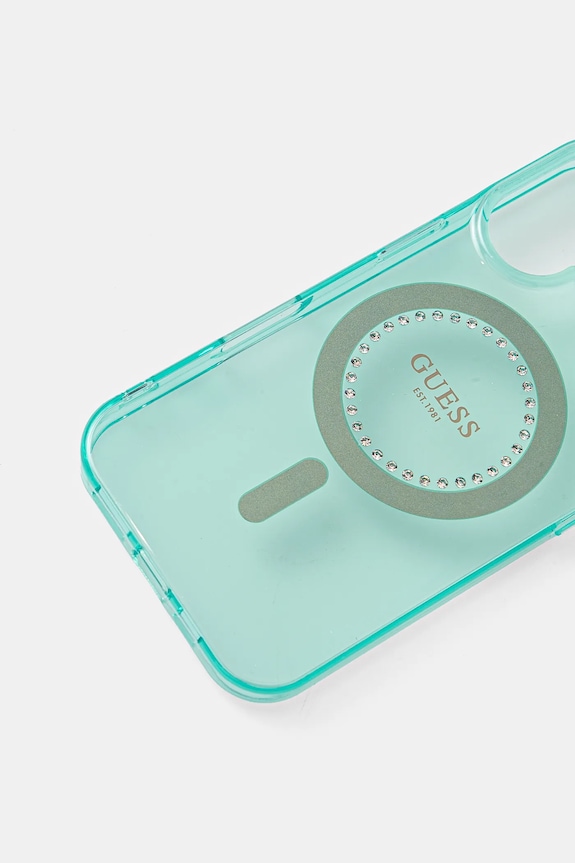 Puzdro na mobil Guess iPhone 16 6.1 GUHMP16SPFTDTEN tyrkysová AA00
