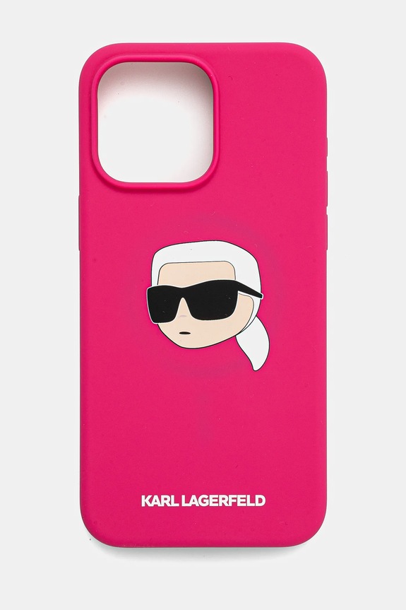 Karl Lagerfeld custodia per telefono iPhone 15 Pro Max 6.7 sovrastampa rosa KLHMP15XSKHPPLF