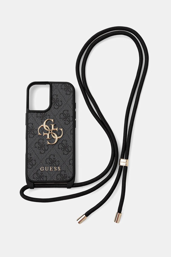 Obal na telefon Guess iPhone 16 na mobil černá GUHCP16SP4GMGCRK