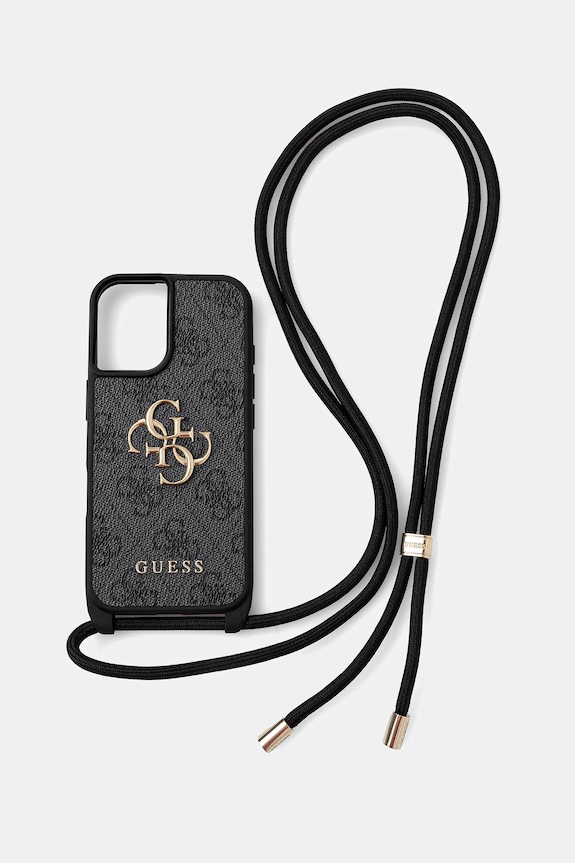 Obal na telefon Guess iPhone 16 na mobil černá GUHCP16SP4GMGCRK