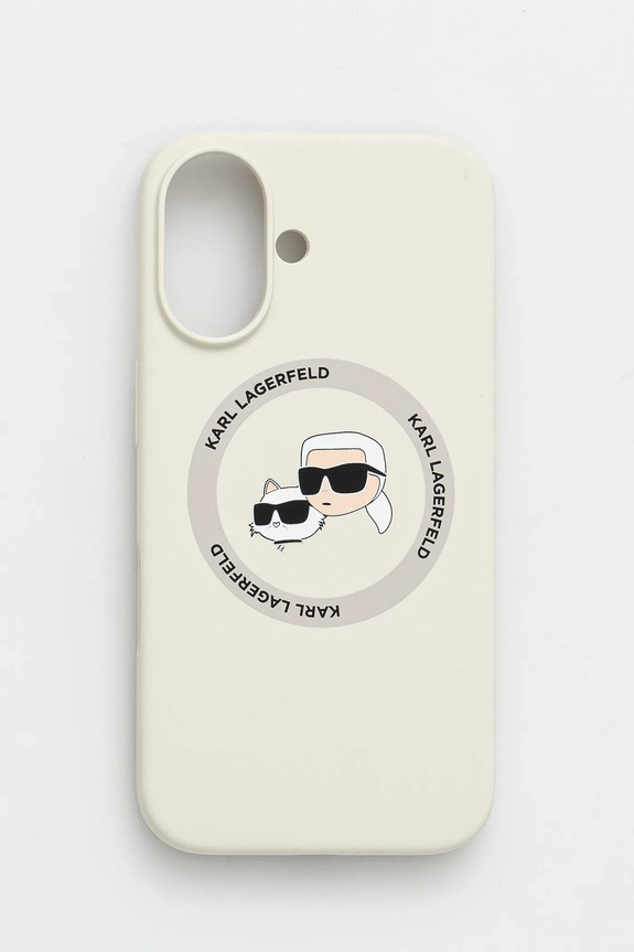 Puzdro na mobil Karl Lagerfeld iPhone 16 na mobil béžová KLHMP16SSKCHTCE