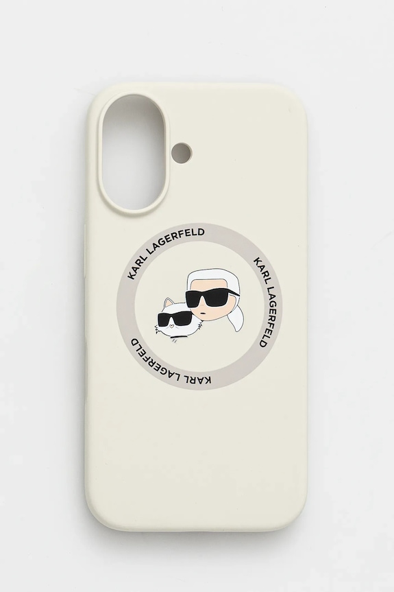 Puzdro na mobil Karl Lagerfeld iPhone 16 na mobil béžová KLHMP16SSKCHTCE