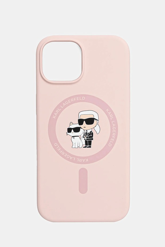 Karl Lagerfeld carcasă de telefon iPhone 15 pentru telefon roz KLHMP15SSCMKCRHP