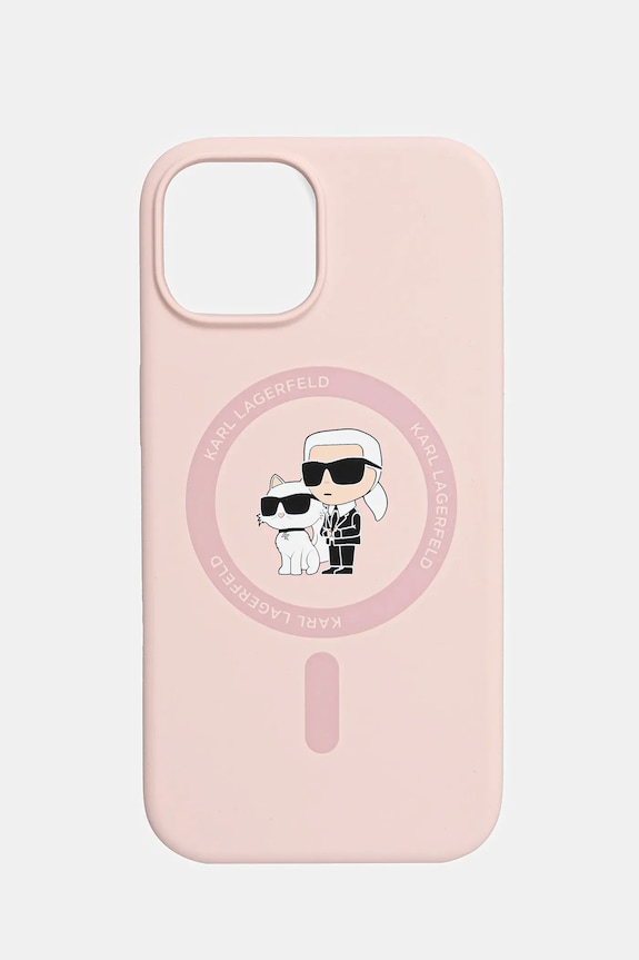 Karl Lagerfeld carcasă de telefon iPhone 15 pentru telefon roz KLHMP15SSCMKCRHP