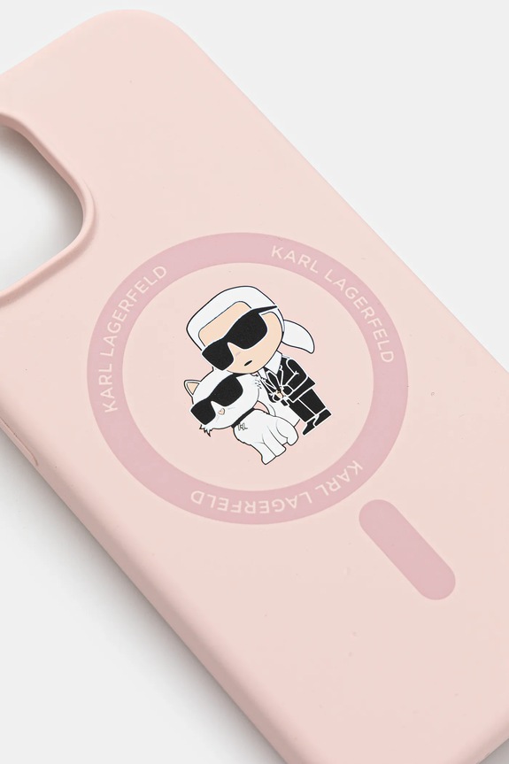 Karl Lagerfeld carcasă de telefon iPhone 15 KLHMP15SSCMKCRHP roz AA00