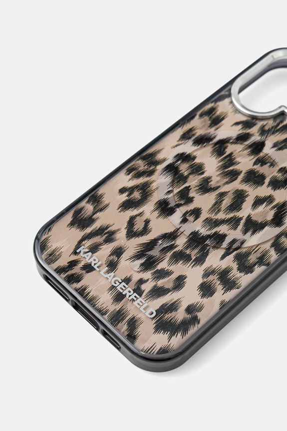 Karl Lagerfeld custodia per telefono iPhone 16 KLHMP16SHDLEOICW marrone AA00