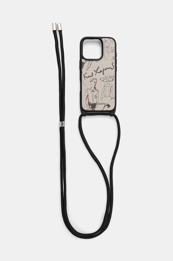Karl Lagerfeld custodia per telefono iPhone 16 Pro custodia per telefono grigio KLHCP16LPGGRMPCG