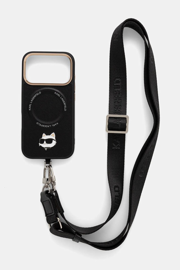 Karl Lagerfeld custodia per telefono iPhone 17 Pro custodia per telefono nero KLHMP17LPCRLRCHK