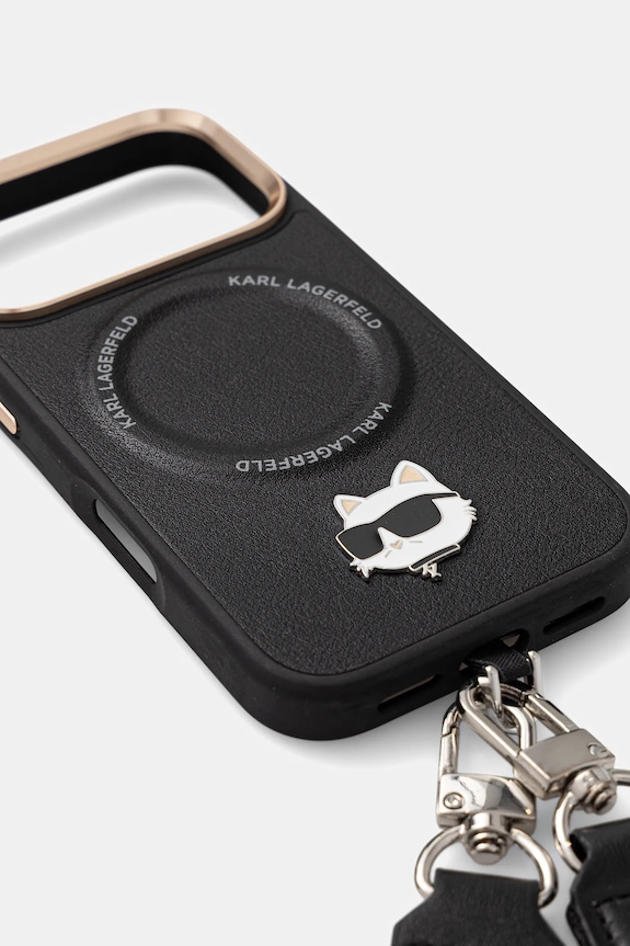 Etui za telefon Karl Lagerfeld iPhone 17 Pro KLHMP17LPCRLRCHK črna AA00
