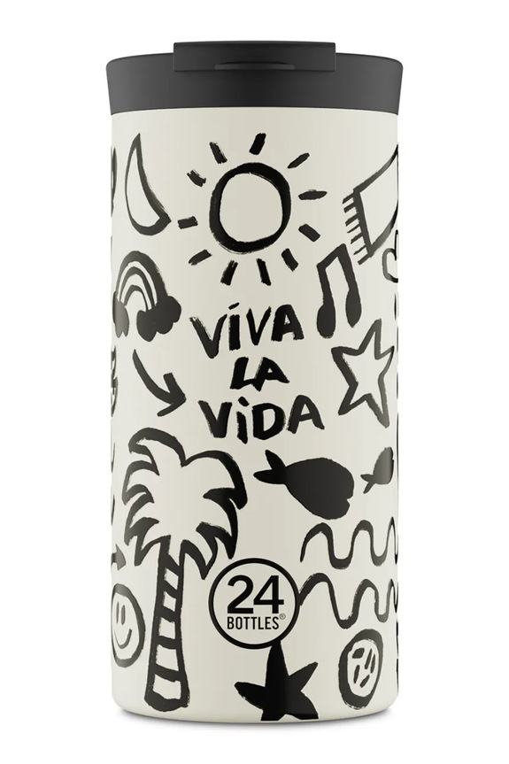Fľaša 24bottles Travel Tumbler 600 Viva la Vida biela Travel.Tumbler.600.Viva