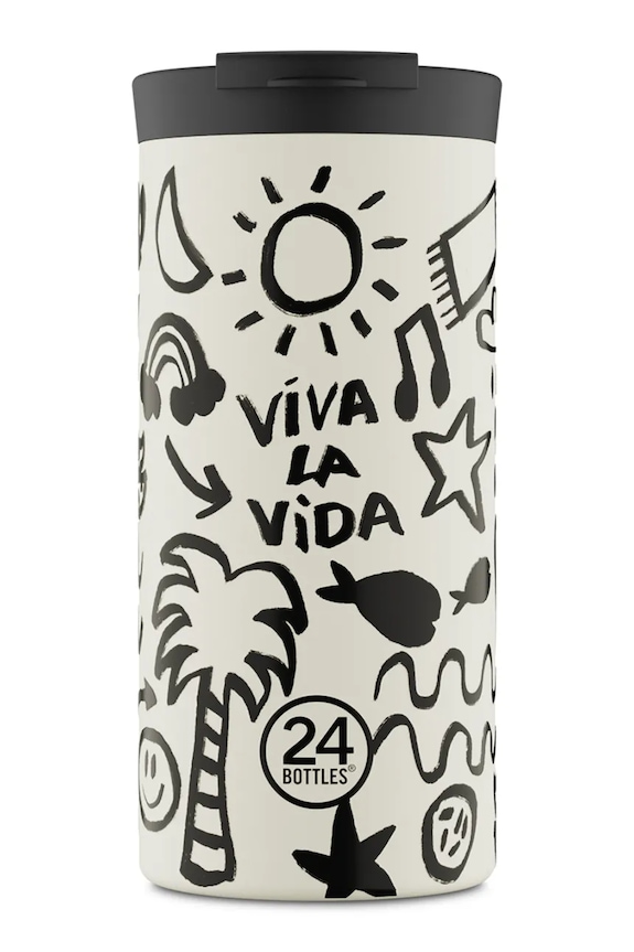 Fľaša 24bottles Travel Tumbler 600 Viva la Vida biela Travel.Tumbler.600.Viva