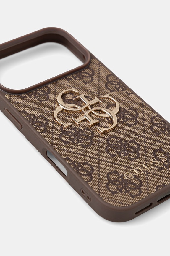 Guess etui na telefon z imitacji skóry iPhone 17 Pro GUHCP17L4GMGBR brązowy AA00