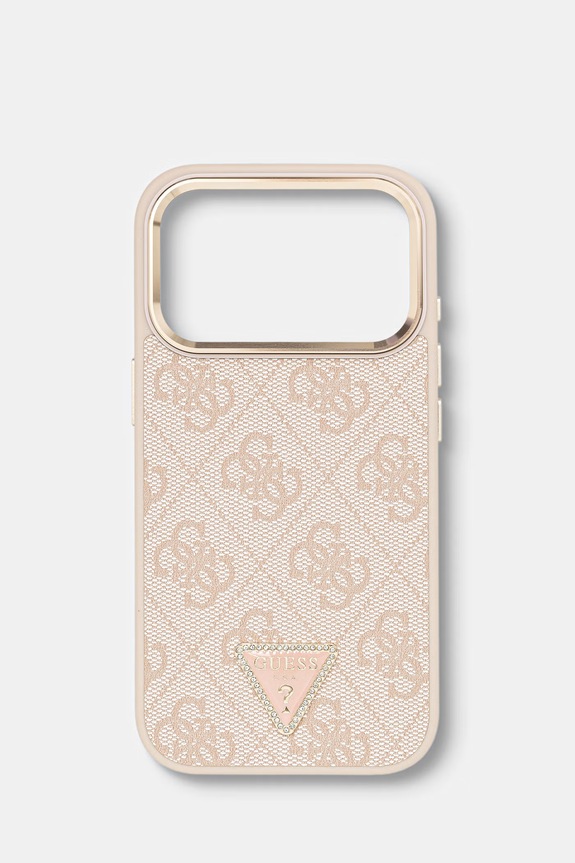 Guess etui na telefon z imitacji skóry iPhone 17 Pro różowy GUHMP17LP4GTDGMP