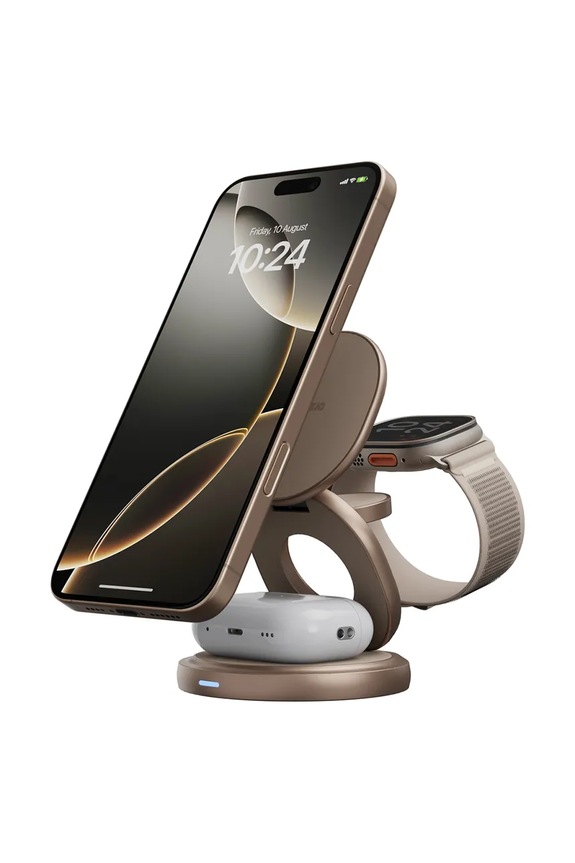 Επαγωγικός φορτιστής Bazic 15W Fast Charging μπεζ GM.GYRE360.GLD