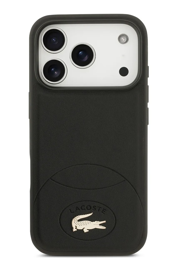 Etui za telefon z vgrajenim magnetnim obročem Lacoste MagSafe iPhone 17 Pro črna LCHMP17LPBLK