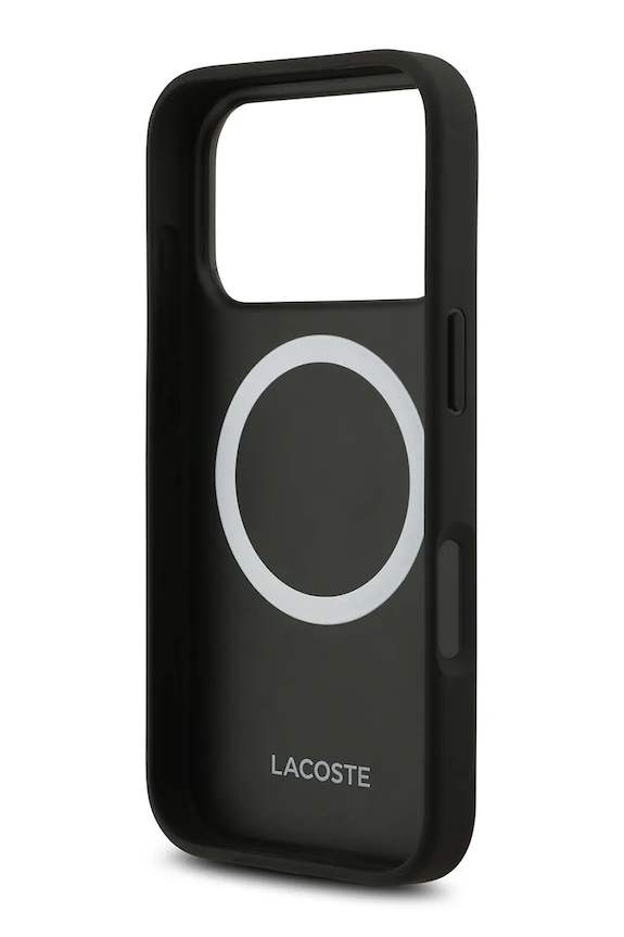 Etui za telefon z vgrajenim magnetnim obročem Lacoste MagSafe iPhone 17 Pro LCHMP17LPBLK črna AA00