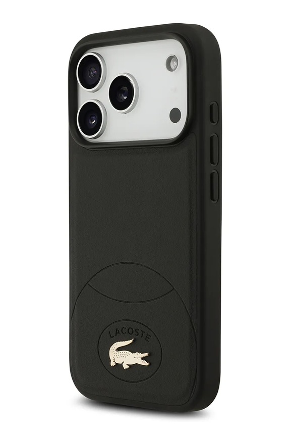 Etui za telefon z vgrajenim magnetnim obročem Lacoste MagSafe iPhone 17 Pro črna LCHMP17LPBLK