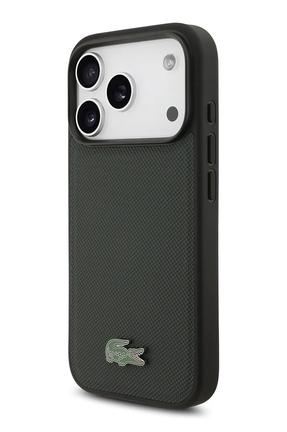 Maskica za telefon s ugrađenim magnetskim prstenom Lacoste MagSafe iPhone 17 Pro zelena LCHMP17LPLAE