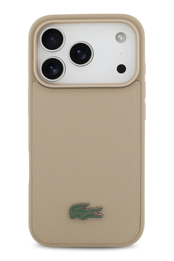 Lacoste husă de telefon cu inel magnetic încorporat MagSafe iPhone 17 Pro bej LCHMP17LPLAT