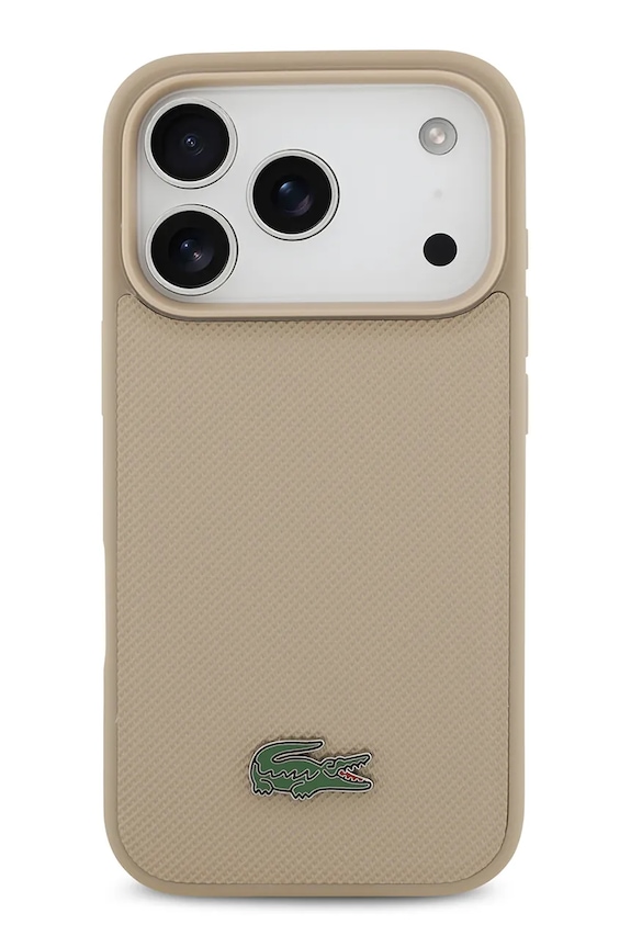 Lacoste husă de telefon cu inel magnetic încorporat MagSafe iPhone 17 Pro bej LCHMP17LPLAT