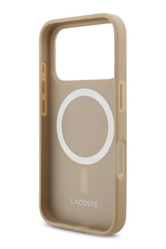 Lacoste husă de telefon cu inel magnetic încorporat MagSafe iPhone 17 Pro LCHMP17LPLAT bej AA00