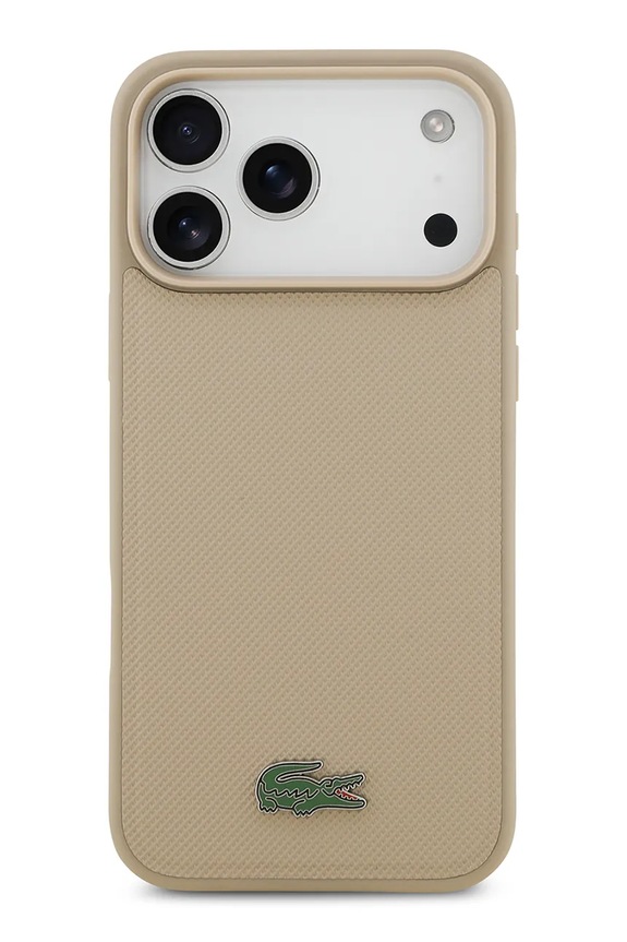 Lacoste husă de telefon cu inel magnetic încorporat MagSafe iPhone 17 Pro Max bej LCHMP17XPLAT