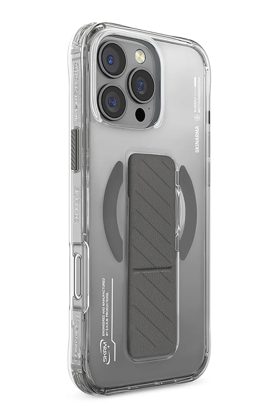 Etui za telefon z vgrajenim magnetnim obročem Skinarma iPhone 16 Pro transparentna SK.2024PP63.AXON.TT