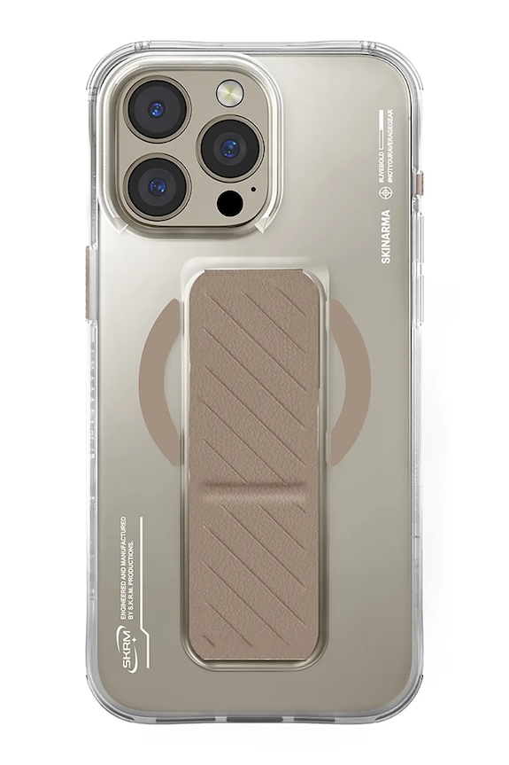 Skinarma husă de telefon cu inel magnetic încorporat iPhone 16 Pro Max bej SK.2024PP69.AXON.GLD