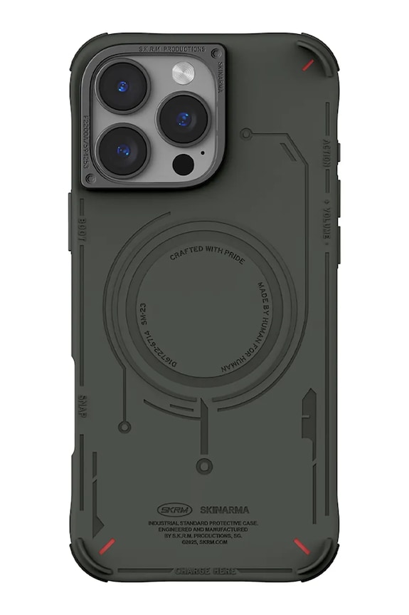 Etui za telefon z vgrajenim magnetnim obročem Skinarma iPhone 16 Pro zelena SK.2024PP63.MECHA.GRN