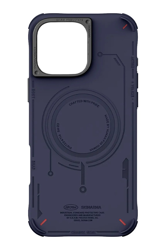 Skinarma husă de telefon cu inel magnetic încorporat iPhone 16 Pro Max SK.2024PP69.MECHA.BLU bleumarin AA00