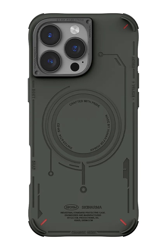 Etui za telefon z vgrajenim magnetnim obročem Skinarma iPhone 16 Pro Max zelena SK.2024PP69.MECHA.GRN