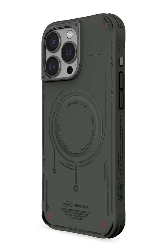 Etui za telefon z vgrajenim magnetnim obročem Skinarma iPhone 16 Pro Max zelena SK.2024PP69.MECHA.GRN