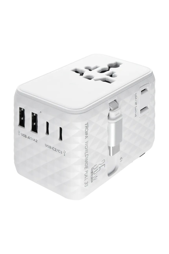 Troika încărcător de telefon 8 x 6 cm alb TRTRA35.WH