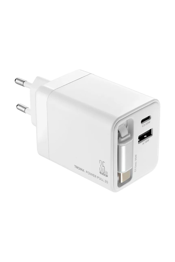 Troika încărcător multi-port 10 x 4 cm alb TRCHA35.WH
