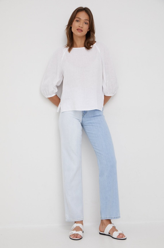 Lněná halenka Marc O'Polo M04130541155 bílá AA00