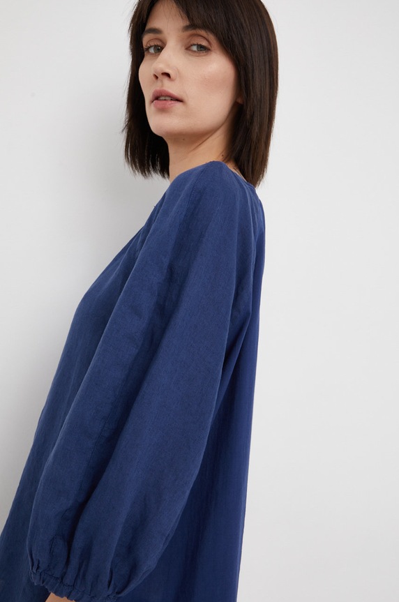 Lněná halenka Marc O'Polo námořnická modř M04130541155