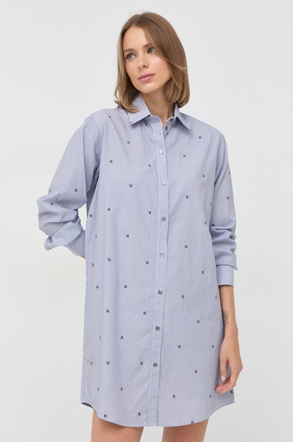 Pamučna haljina Karl Lagerfeld casual mornarsko plava 225W1608