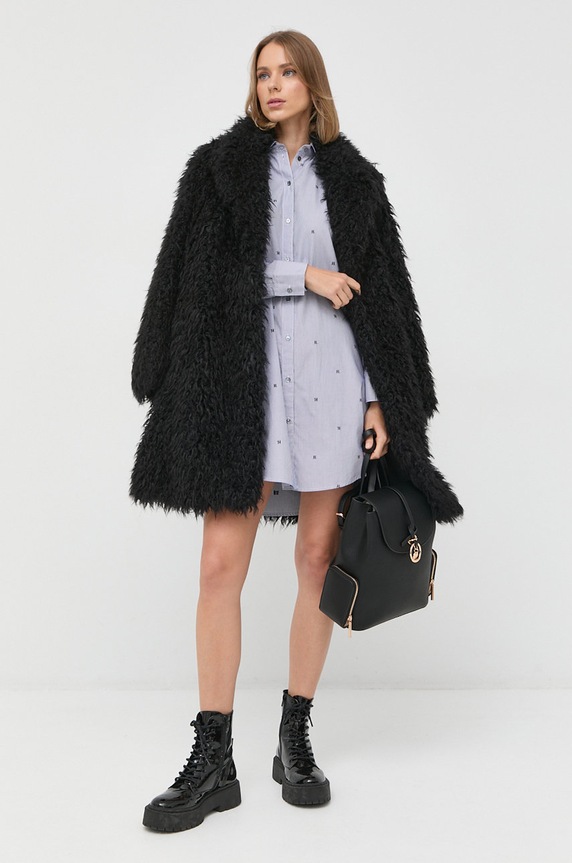 Pamučna haljina Karl Lagerfeld 225W1608 mornarsko plava AA00