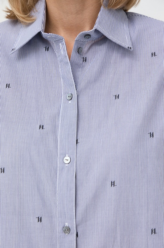 Pamučna haljina Karl Lagerfeld 225W1608 mornarsko plava