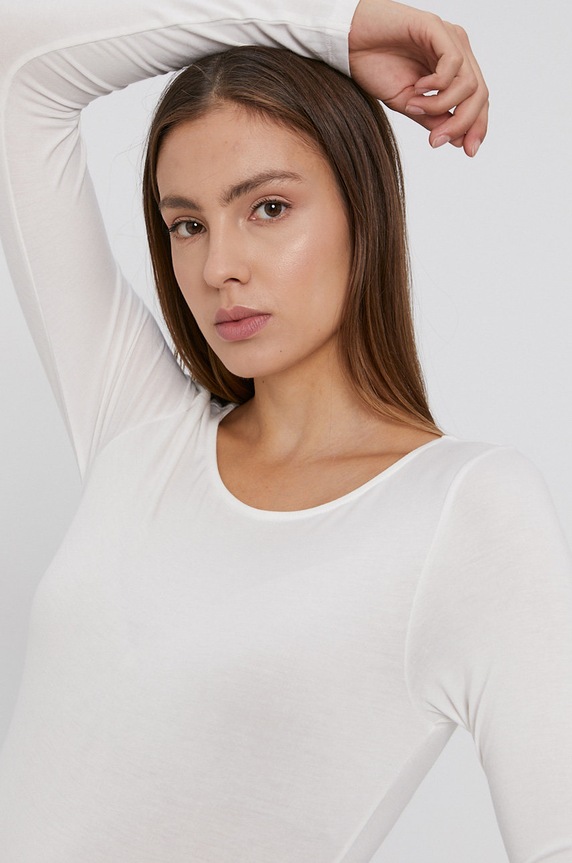 Pieces - Longsleeve uni alb 17116098