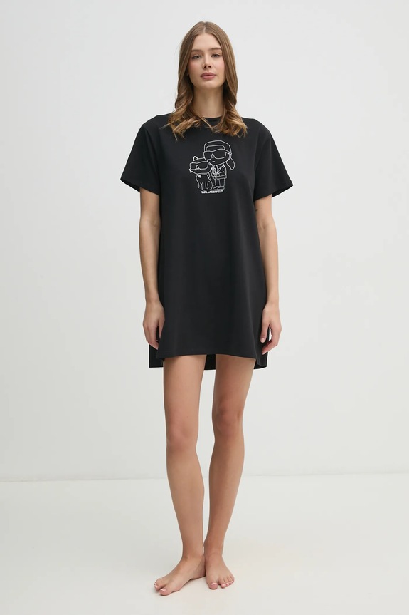 Karl Lagerfeld koszula nocna bawełniana 236W2114 czarny AW24