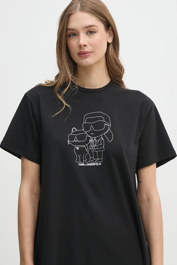 Karl Lagerfeld koszula nocna bawełniana czarny 236W2114