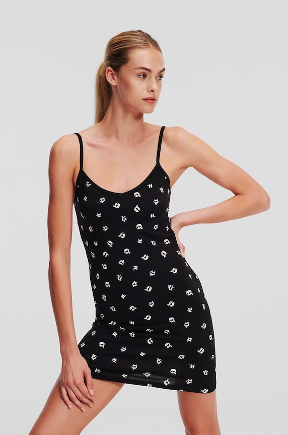 Karl Lagerfeld camicia da notte di lana maglia nero 245W2122