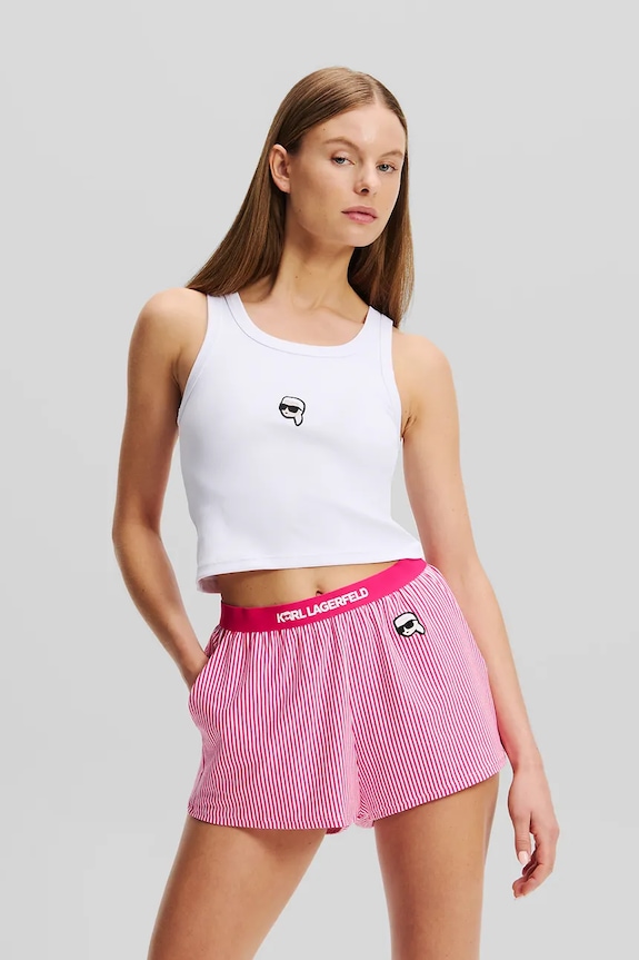 Karl Lagerfeld top piżamowy bawełniany IKON bawełna biały A2W45008