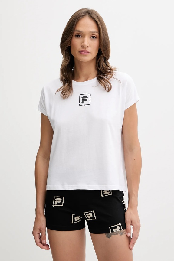 Fila piżama bawełniana nadruk biały FPS4208