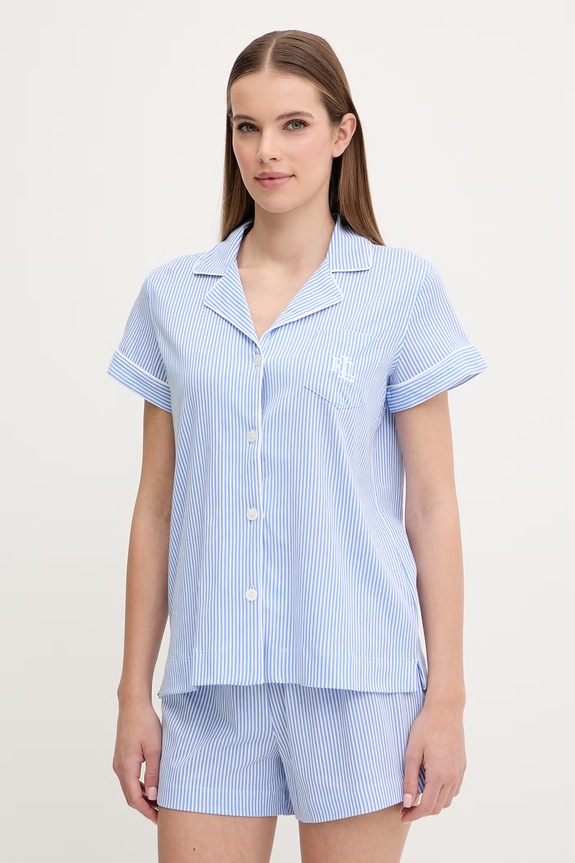 Lauren Ralph Lauren pijamale de bumbac set albastru ILN82313